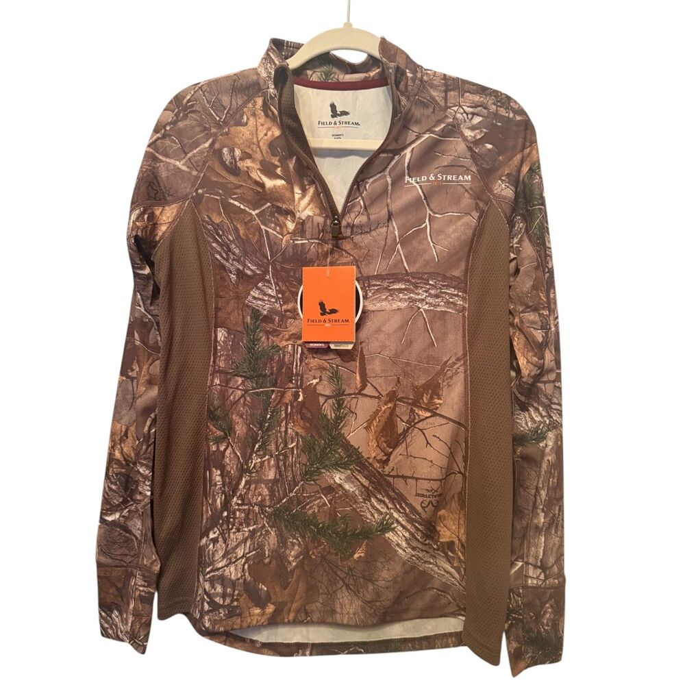 BNWT Field and Stream Lightweight Camo Top 3/4 zip Size Medium